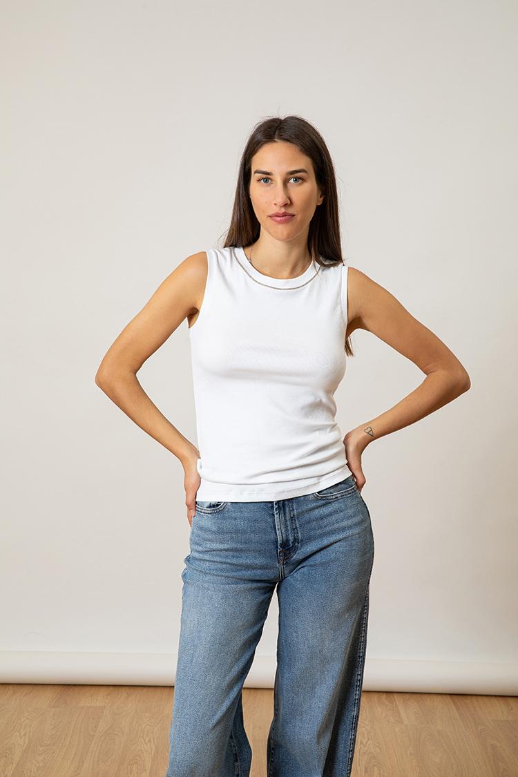 TOP IN MICROCOSTINA JERSEY STRETCH